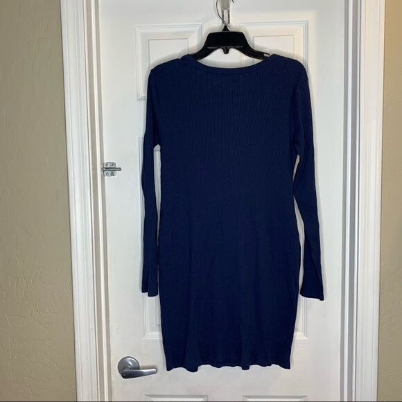 Wild Fable Blue Ribbed Long Sleeve Butterfly Bodycon Dress, Size Extra Large - Picture 10 of 11